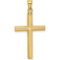 14K Yellow Gold Polished Cross Pendant - 31.6mm Length, 19.35mm Width by Oro Pregiato