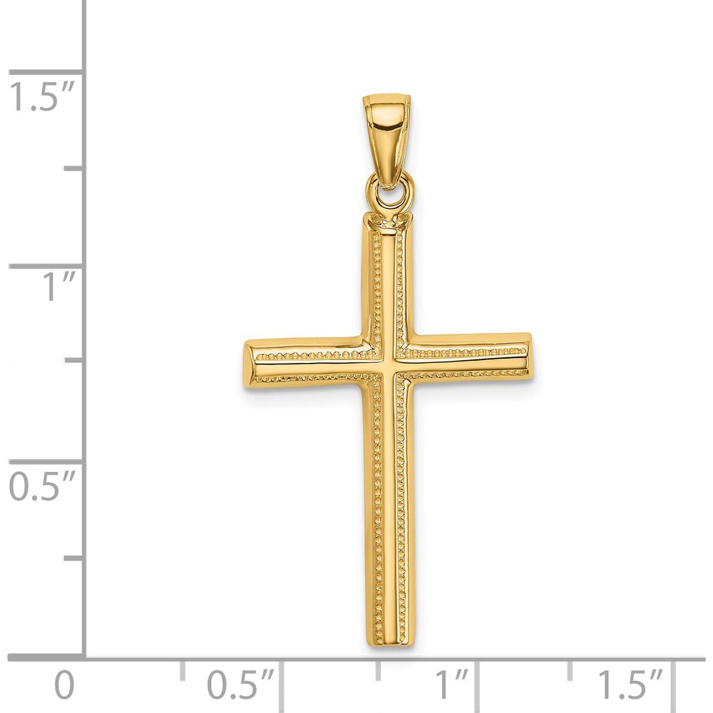 14K Yellow Gold Polished Cross Pendant - 31.6mm Length, 19.35mm Width by Oro Pregiato