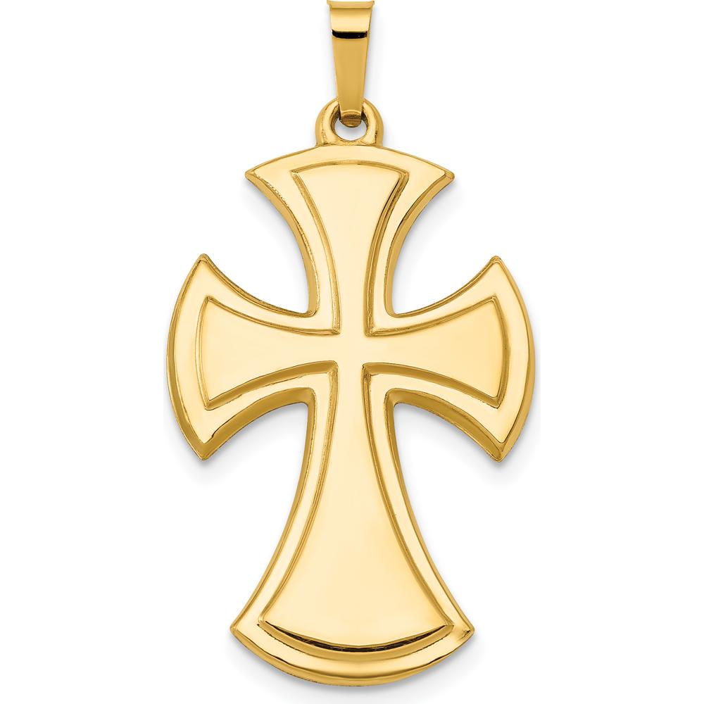 14K Yellow Gold Polished Cross Pendant - 32.78mm Length by Oro Pregiato