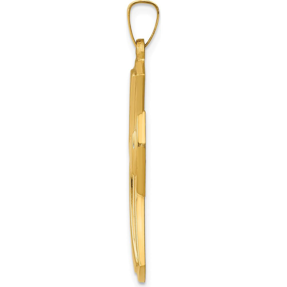 14K Yellow Gold Polished Cross Pendant - 32.78mm Length by Oro Pregiato
