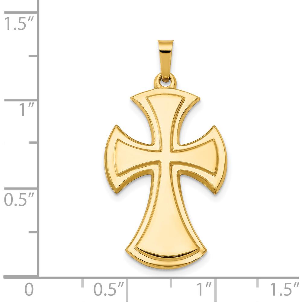 14K Yellow Gold Polished Cross Pendant - 32.78mm Length by Oro Pregiato