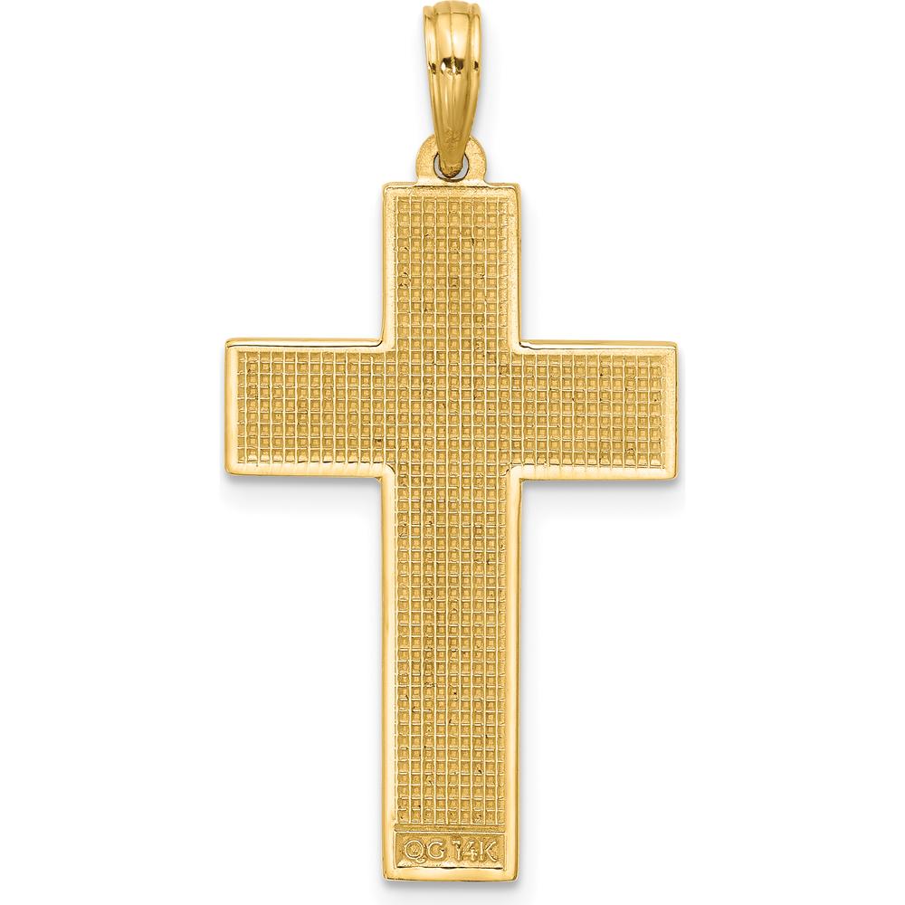 14K Yellow Gold Polished Cross Pendant - 34.5mm Length, 17.7mm Width by Oro Pregiato