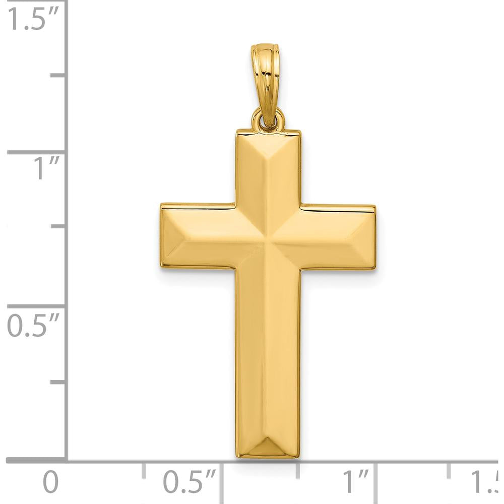 14K Yellow Gold Polished Cross Pendant - 34.5mm Length, 17.7mm Width by Oro Pregiato