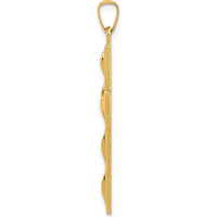 14K Yellow Gold Polished Cross Pendant - 35.8mm Length by Oro Pregiato