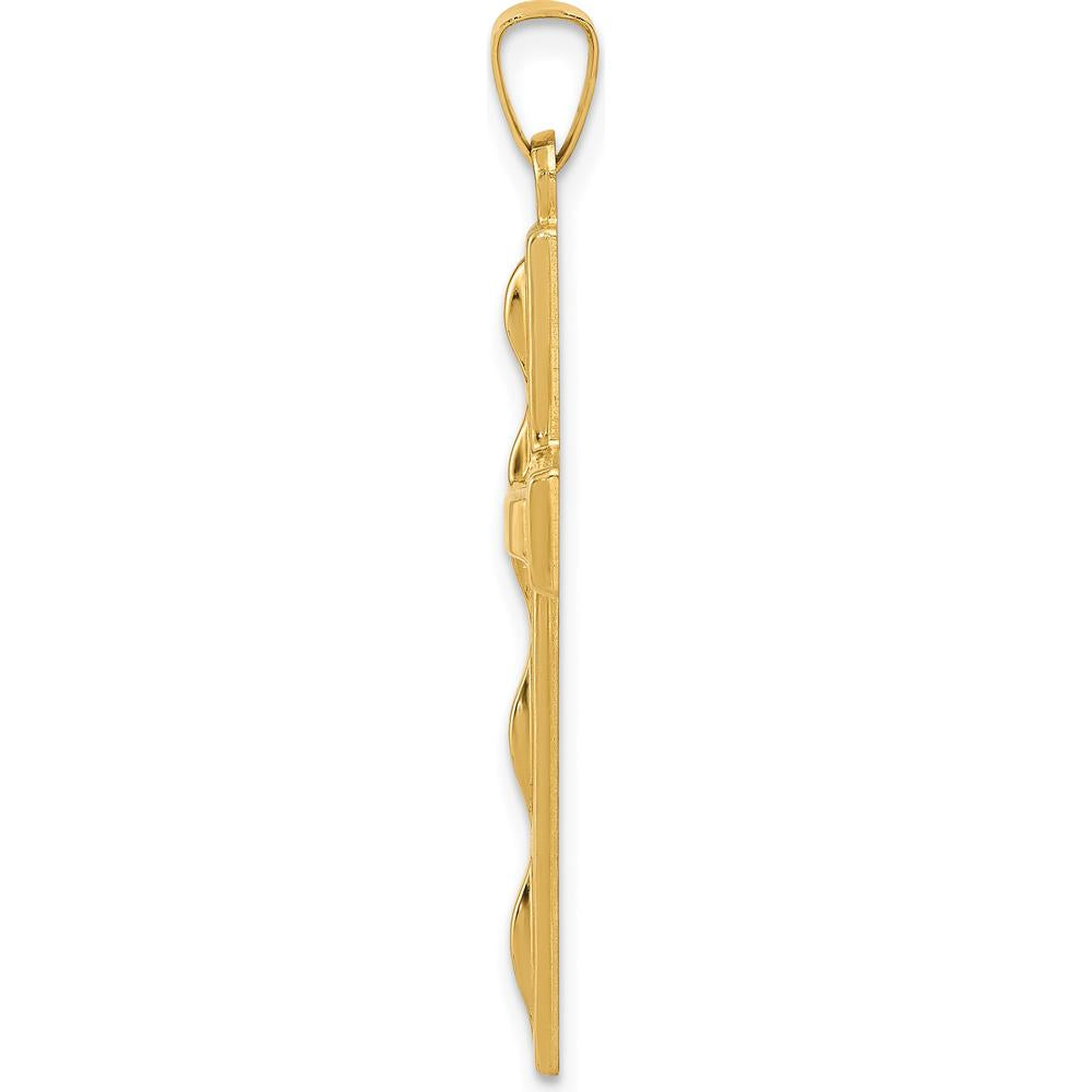 14K Yellow Gold Polished Cross Pendant - 35.8mm Length by Oro Pregiato