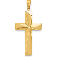 14K Yellow Gold Polished Cross Pendant - 36.4mm Length by Oro Pregiato