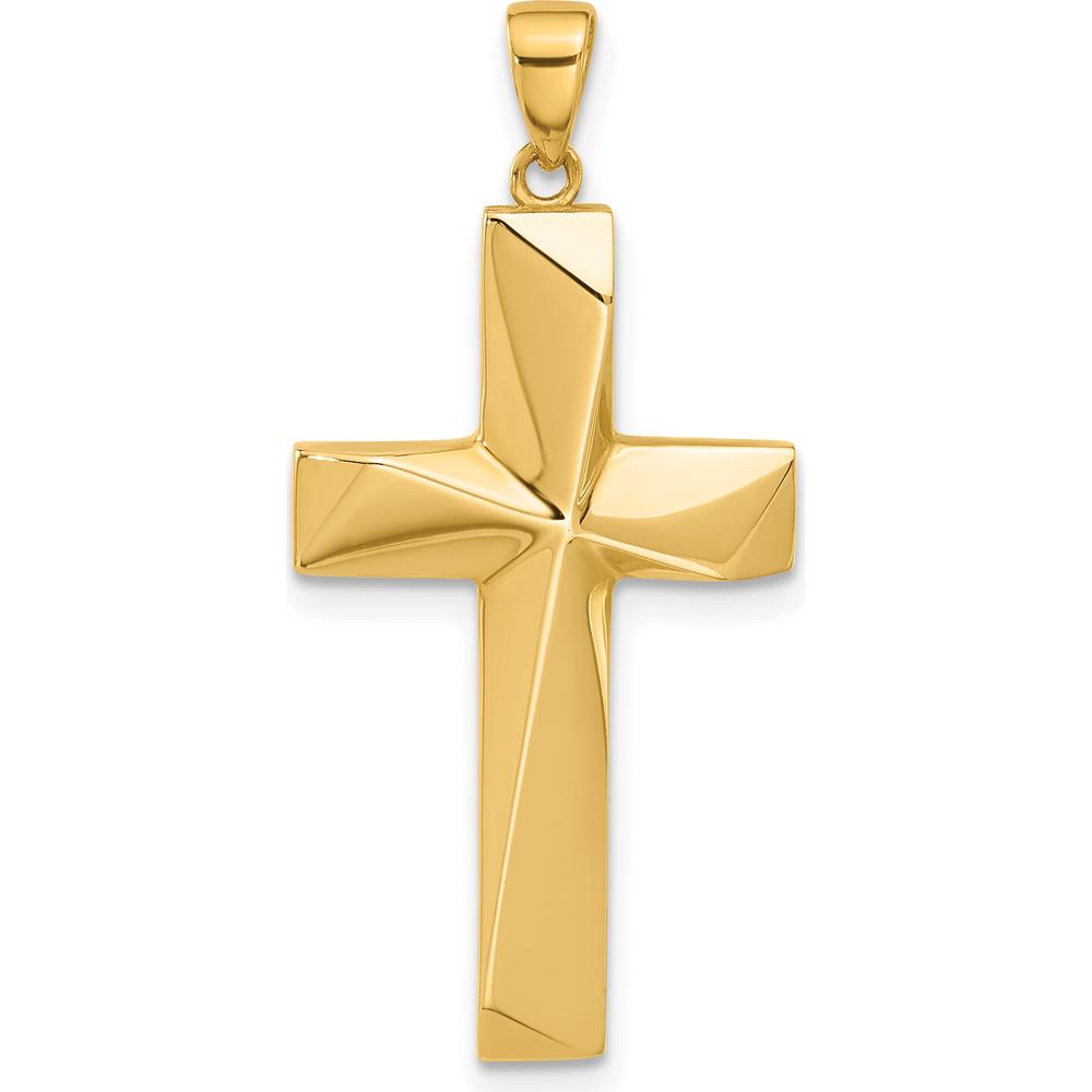 14K Yellow Gold Polished Cross Pendant - 36.4mm Length by Oro Pregiato