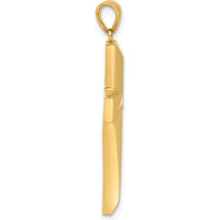 14K Yellow Gold Polished Cross Pendant - 36.4mm Length by Oro Pregiato