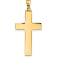 14K Yellow Gold Polished Cross Pendant - 36.4mm Length by Oro Pregiato