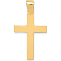 14K Yellow Gold Polished Cross Pendant - 36mm Length by Oro Pregiato