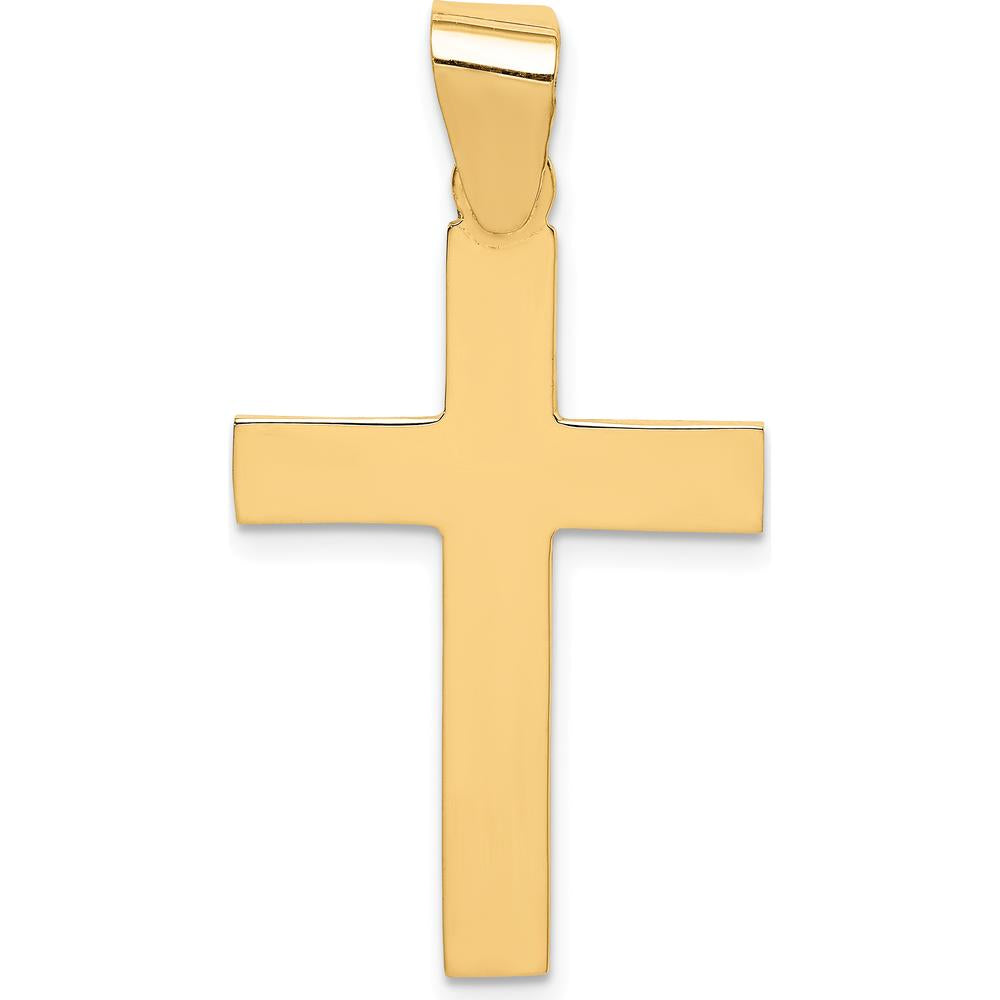 14K Yellow Gold Polished Cross Pendant - 36mm Length by Oro Pregiato