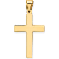 14K Yellow Gold Polished Cross Pendant - 36mm Length by Oro Pregiato