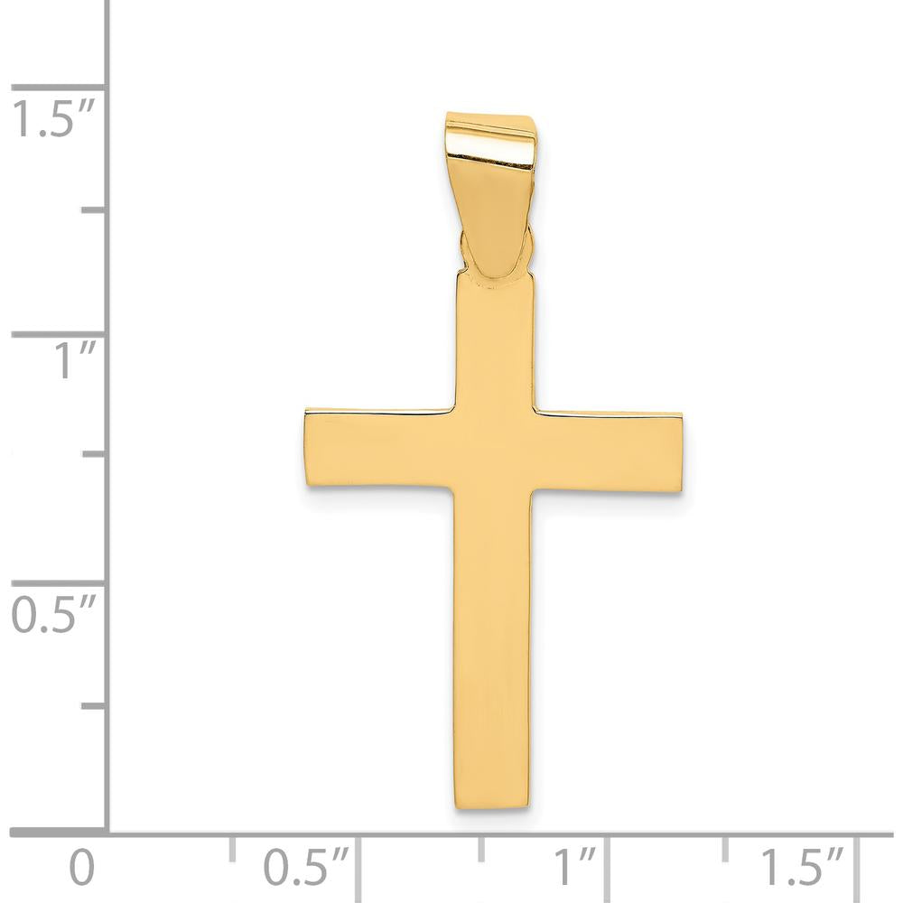 14K Yellow Gold Polished Cross Pendant - 36mm Length by Oro Pregiato