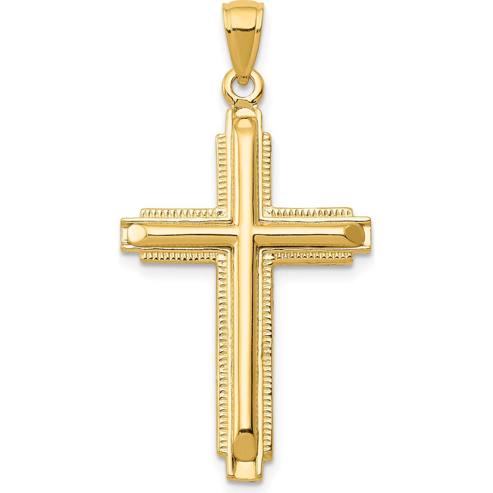 14K Yellow Gold Polished Cross Pendant - 38mm Length, 20mm Width by Oro Pregiato