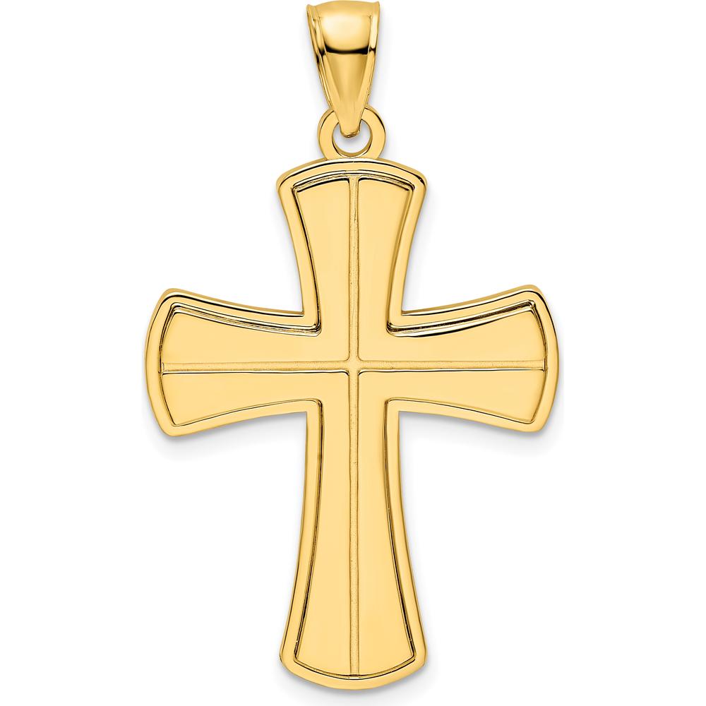 14K Yellow Gold Polished Cross Pendant - 39mm Length by Oro Pregiato