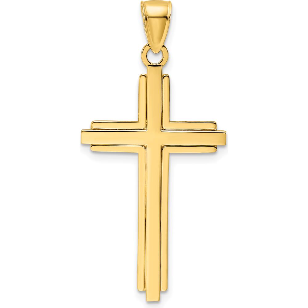 14K Yellow Gold Polished Cross Pendant - 40.98mm Length by Oro Pregiato