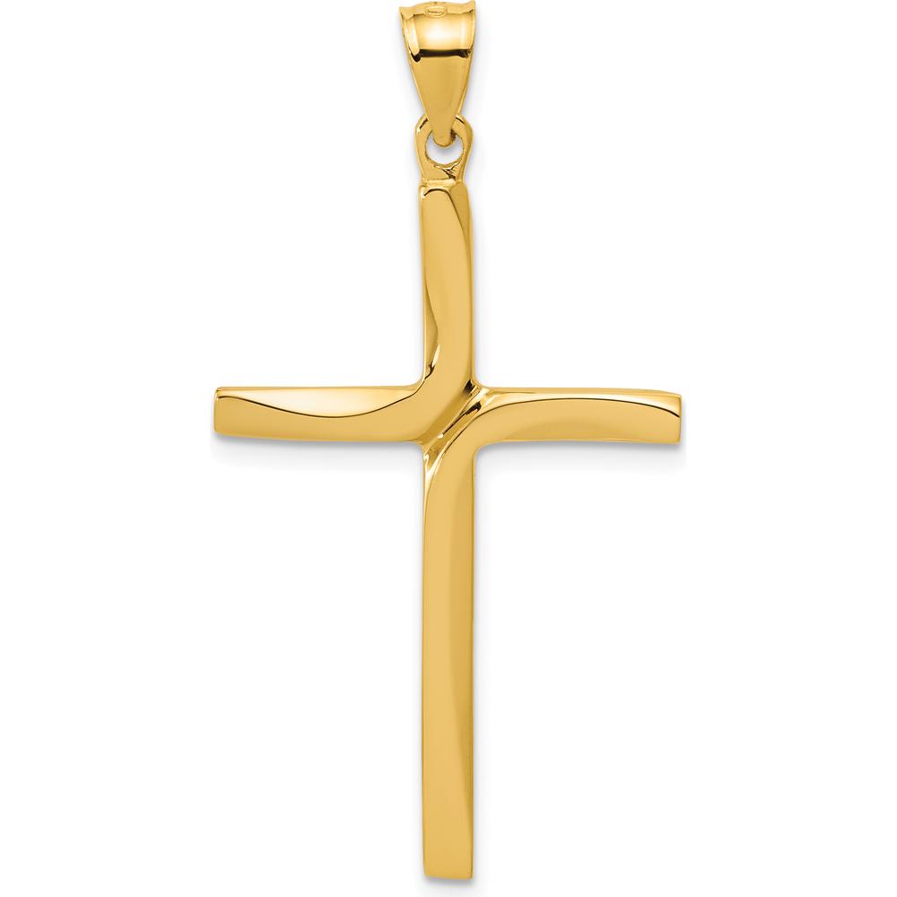 14K Yellow Gold Polished Cross Pendant - 41mm Length by Oro Pregiato