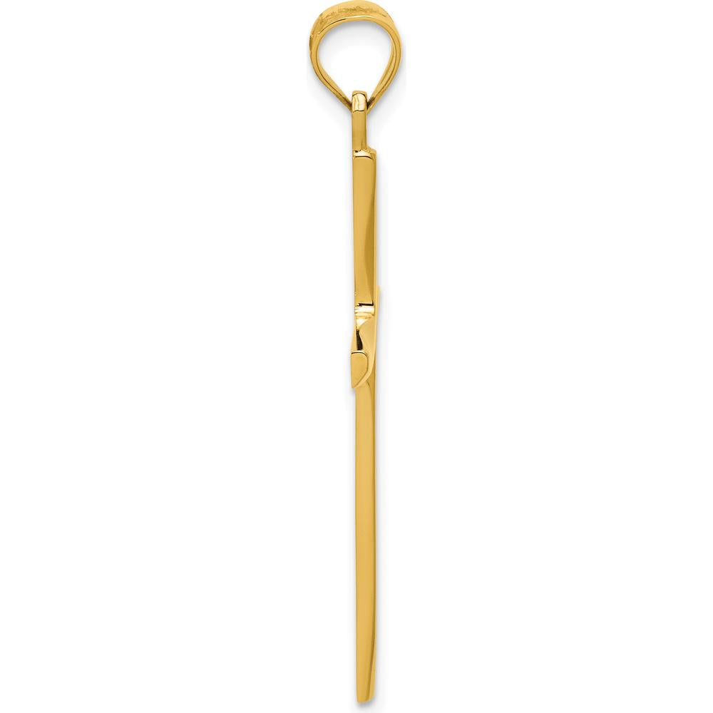 14K Yellow Gold Polished Cross Pendant - 41mm Length by Oro Pregiato