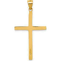 14K Yellow Gold Polished Cross Pendant - 41mm Length by Oro Pregiato