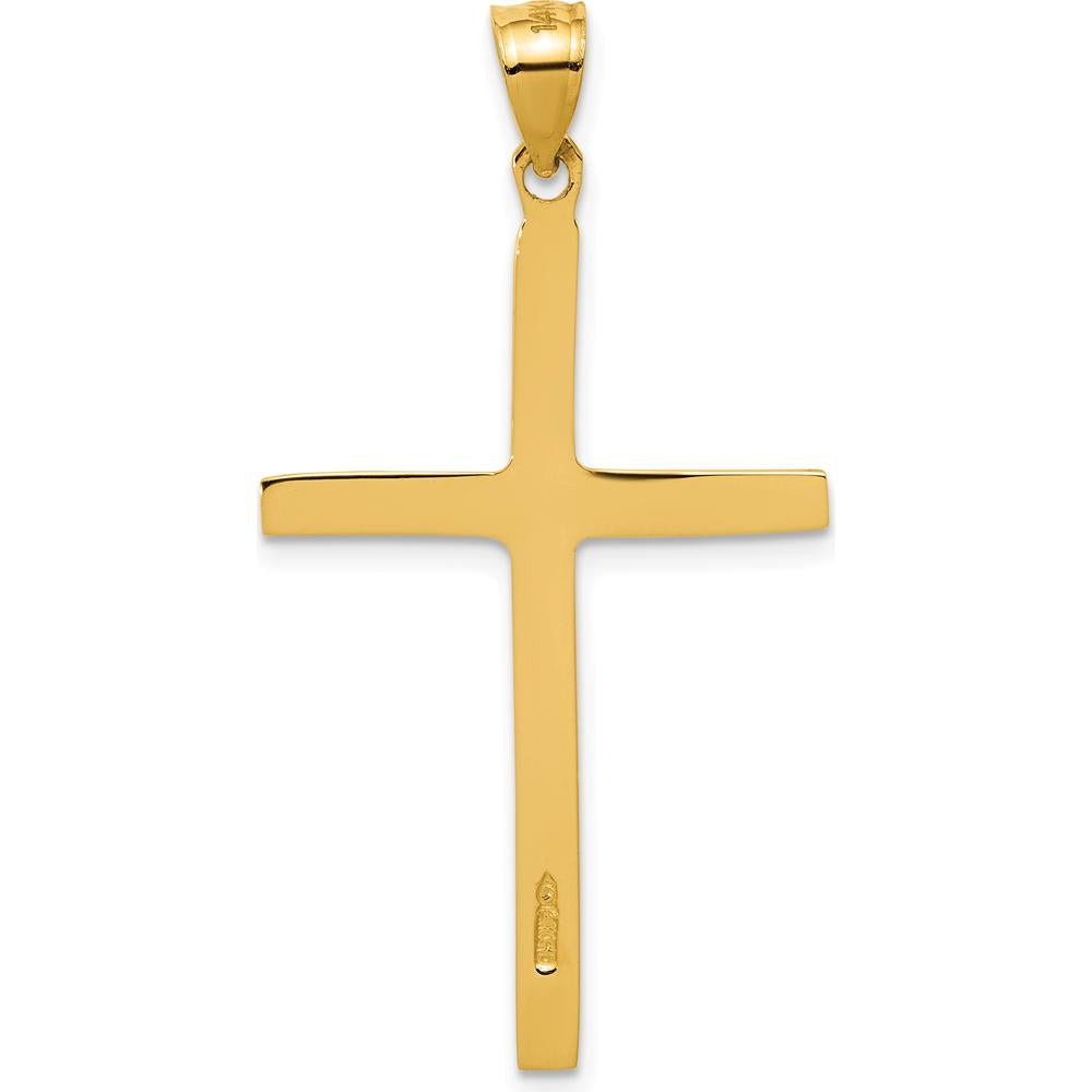 14K Yellow Gold Polished Cross Pendant - 41mm Length by Oro Pregiato