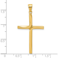 14K Yellow Gold Polished Cross Pendant - 41mm Length by Oro Pregiato