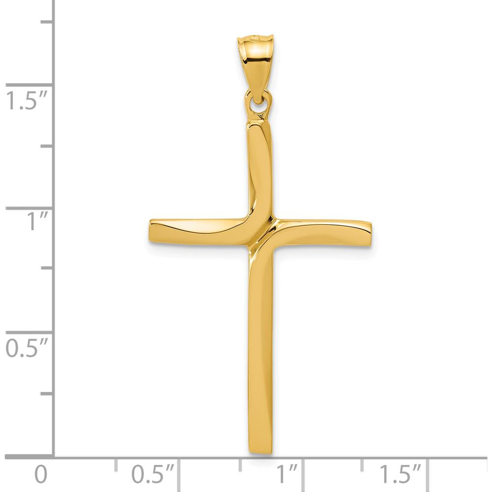 14K Yellow Gold Polished Cross Pendant - 41mm Length by Oro Pregiato