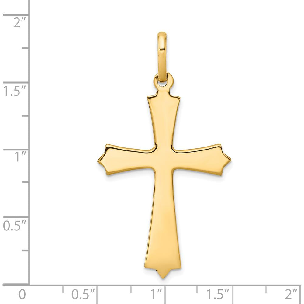 14K Yellow Gold Polished Cross Pendant - 42mm Length, 23mm Width by Oro Pregiato