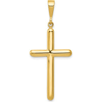 14K Yellow Gold Polished Cross Pendant - 45.5mm Length by Oro Pregiato