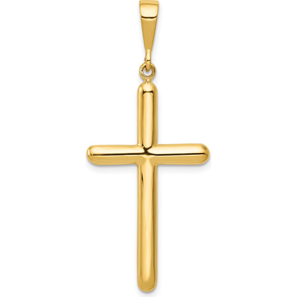 14K Yellow Gold Polished Cross Pendant - 45.5mm Length by Oro Pregiato