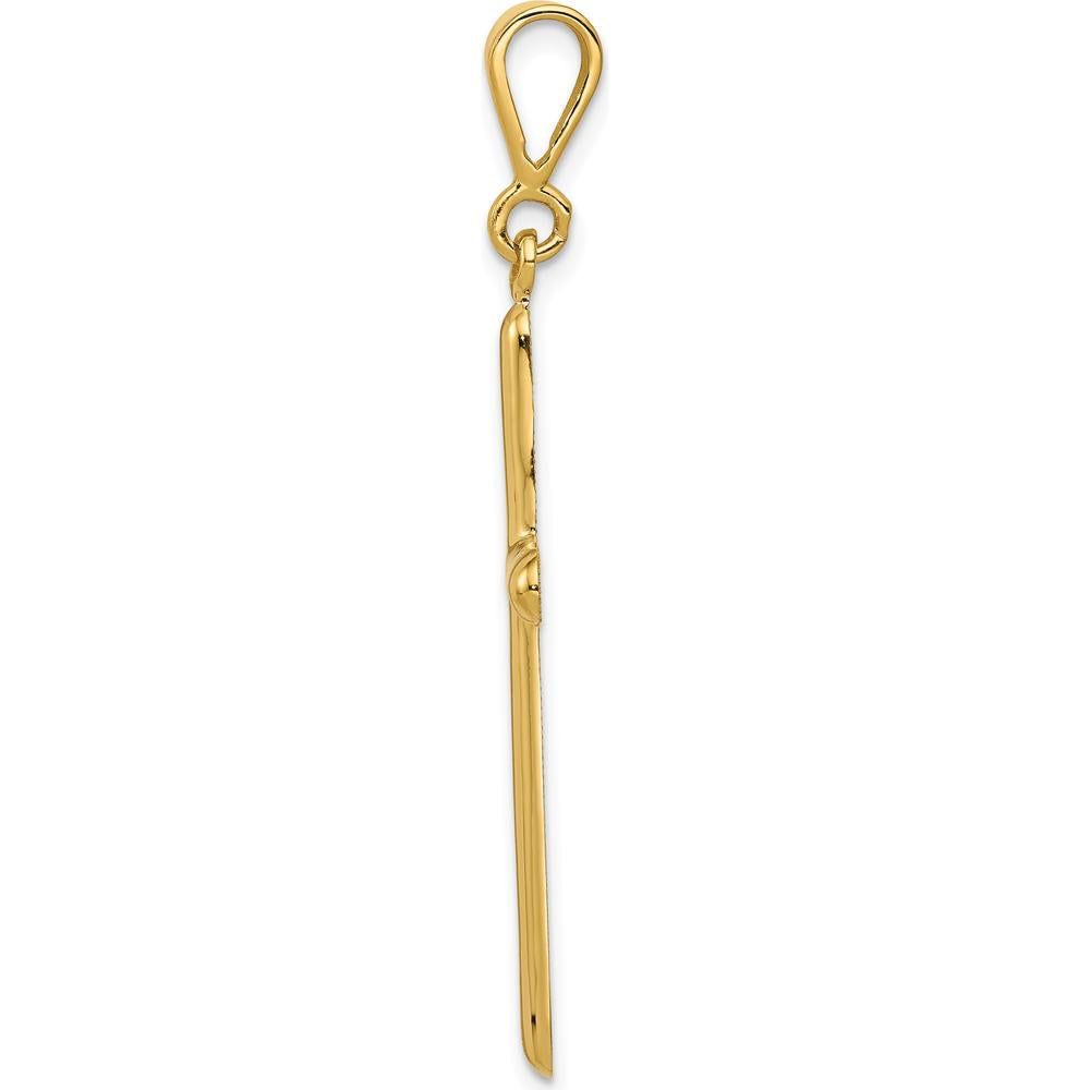 14K Yellow Gold Polished Cross Pendant - 45.5mm Length by Oro Pregiato