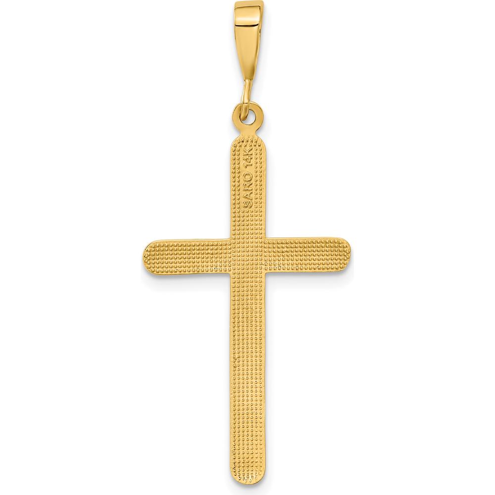14K Yellow Gold Polished Cross Pendant - 45.5mm Length by Oro Pregiato