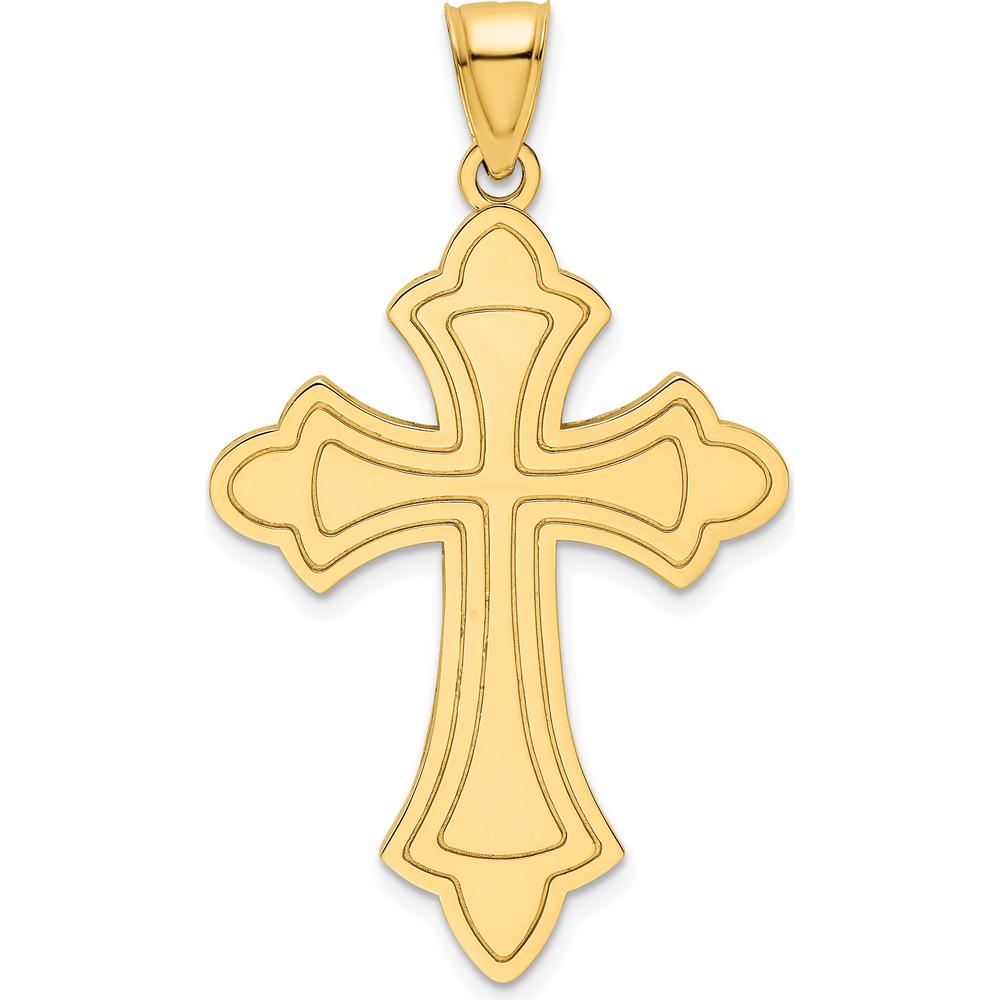 14K Yellow Gold Polished Cross Pendant - 45mm by Oro Pregiato