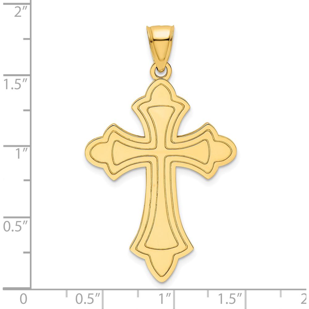 14K Yellow Gold Polished Cross Pendant - 45mm by Oro Pregiato