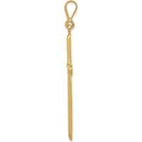 14K Yellow Gold Polished Cross Pendant - 49mm Length by Oro Pregiato