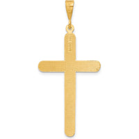 14K Yellow Gold Polished Cross Pendant - 49mm Length by Oro Pregiato