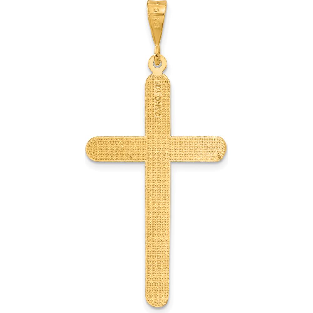 14K Yellow Gold Polished Cross Pendant - 49mm Length by Oro Pregiato