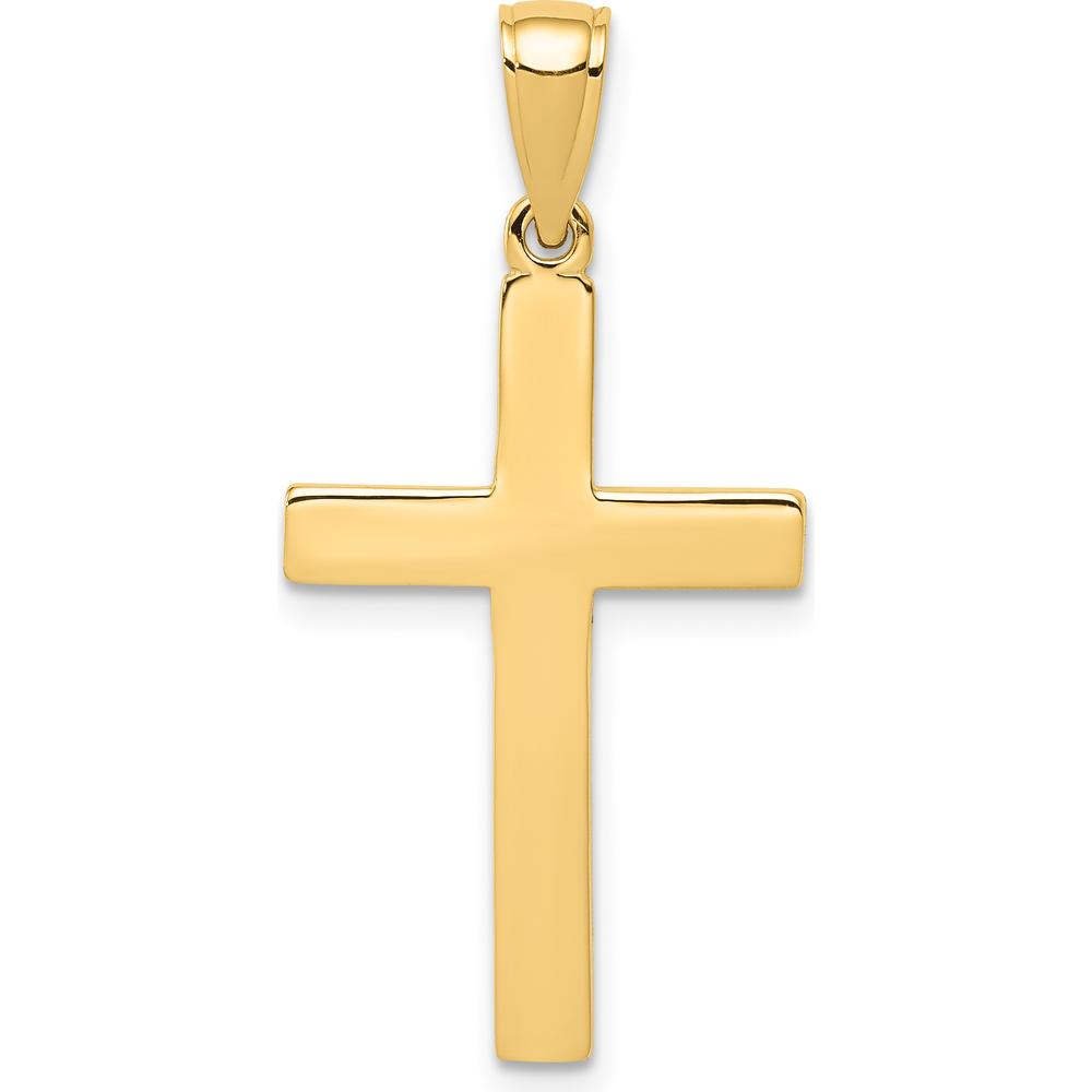 14K Yellow Gold Polished Cross Pendant - Elegant Faith Jewelry Charm by Oro Pregiato