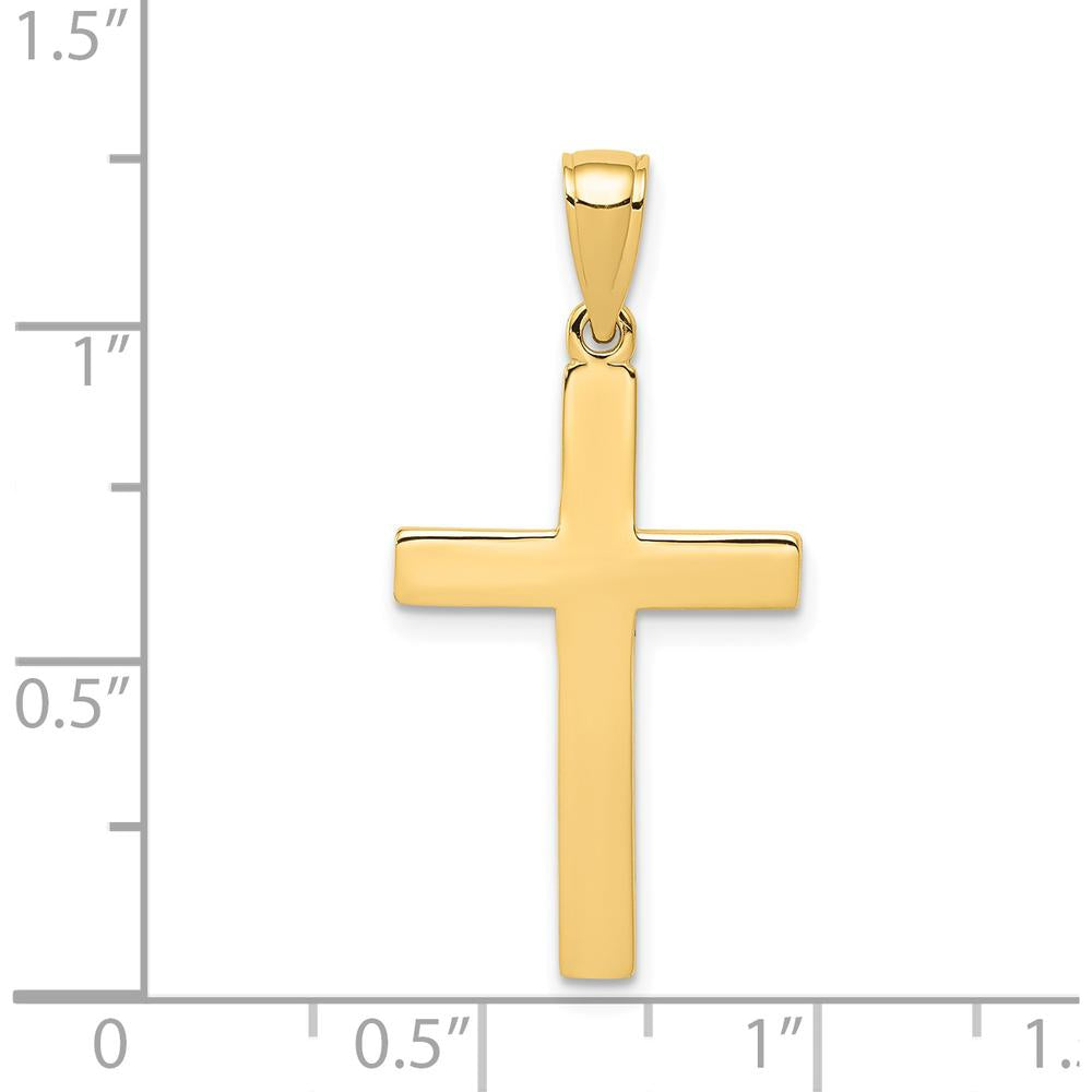 14K Yellow Gold Polished Cross Pendant - Elegant Faith Jewelry Charm by Oro Pregiato