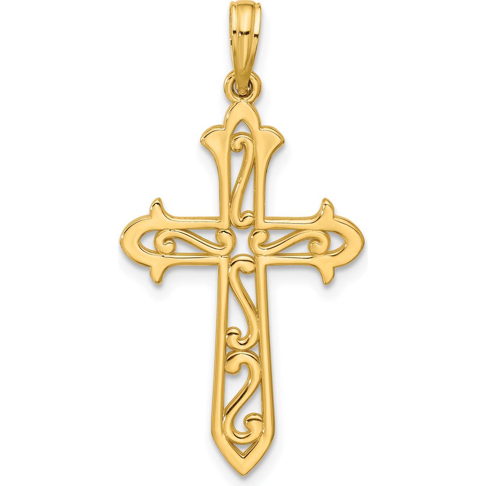 14K Yellow Gold Polished Cross Pendant - Elegant Faith Jewelry by Oro Pregiato