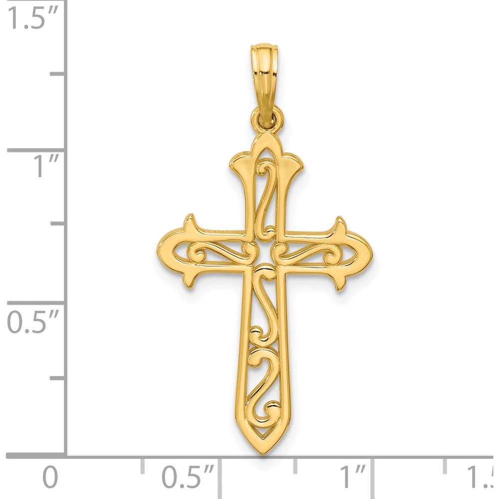 14K Yellow Gold Polished Cross Pendant - Elegant Faith Jewelry by Oro Pregiato