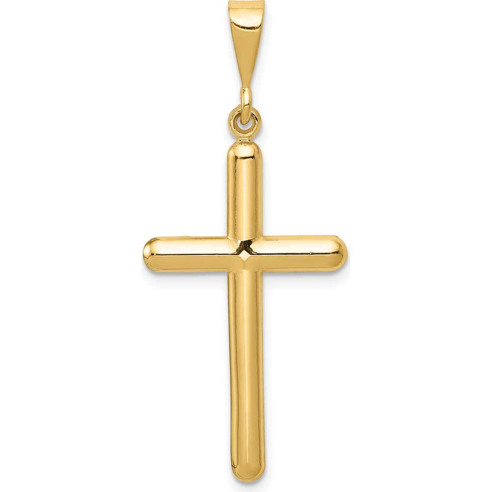 14K Yellow Gold Polished Cross Pendant - Elegant Religious Jewelry by Oro Pregiato