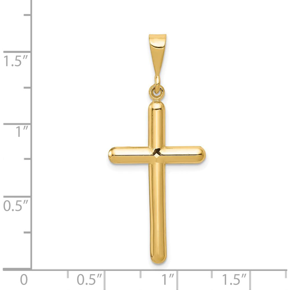 14K Yellow Gold Polished Cross Pendant - Elegant Religious Jewelry by Oro Pregiato