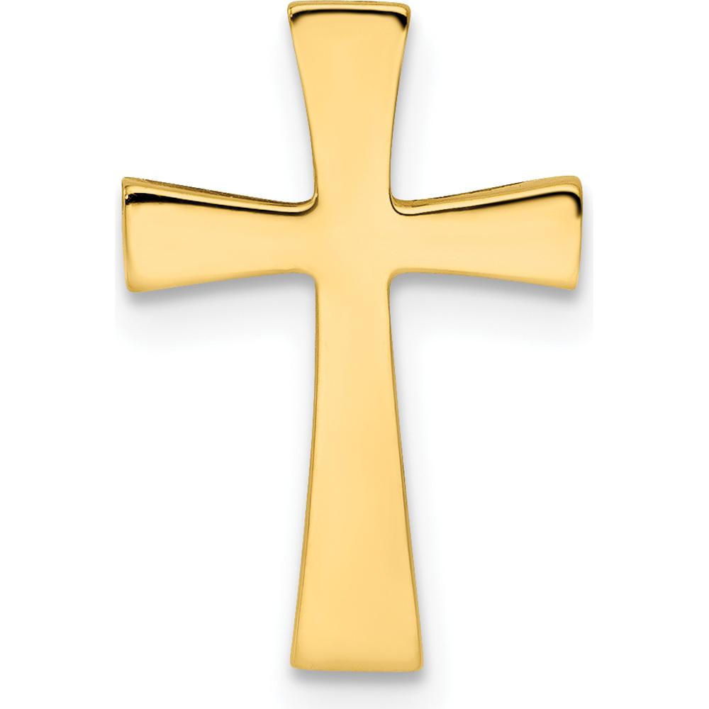 14K Yellow Gold Polished Cross Pendant Slide - Faith Jewelry Charm by Oro Pregiato