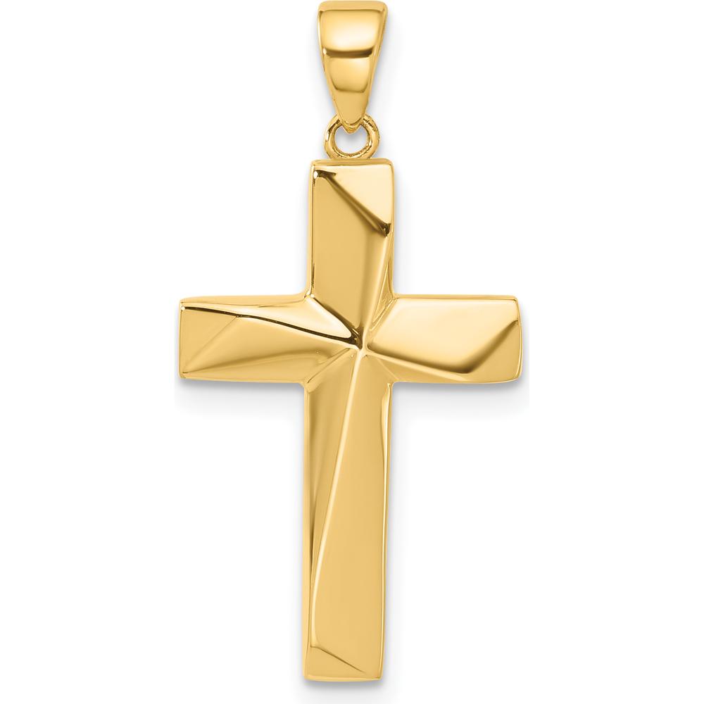 14K Yellow Gold Polished Cross Pendant - Unisex, Timeless Design by Oro Pregiato