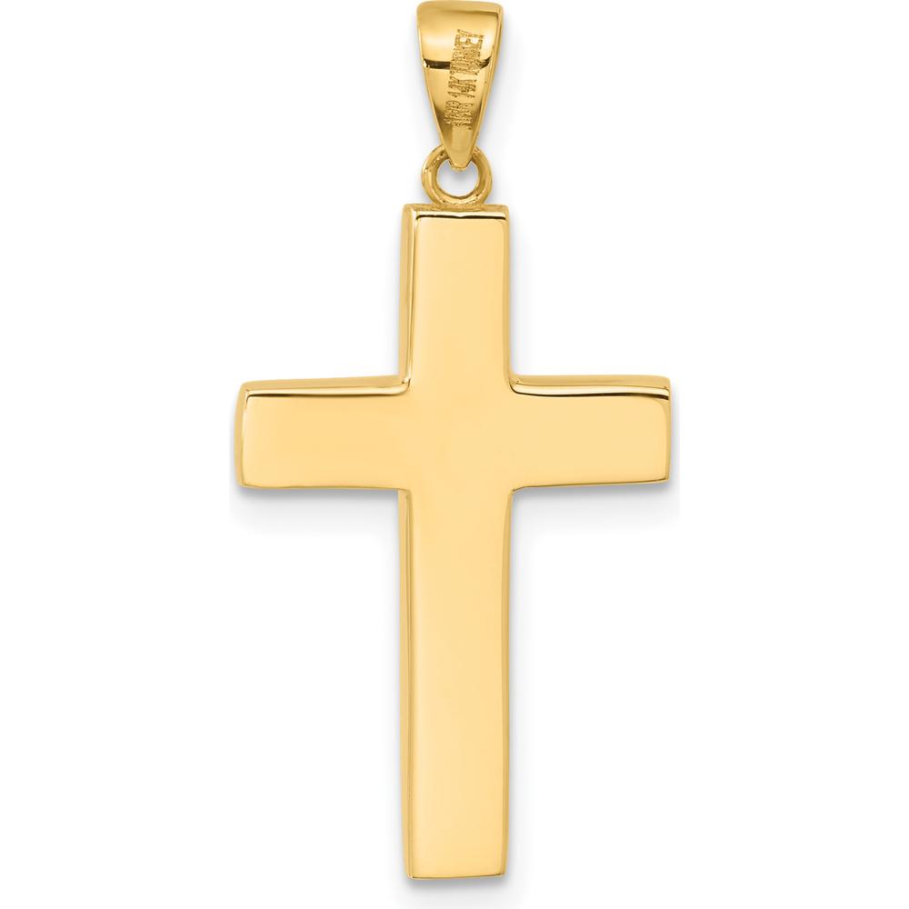 14K Yellow Gold Polished Cross Pendant - Unisex, Timeless Design by Oro Pregiato