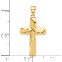 14K Yellow Gold Polished Cross Pendant - Unisex, Timeless Design by Oro Pregiato