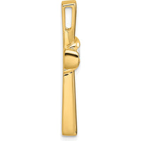 14K Yellow Gold Polished Cross Pendant with 1 Round Diamond - 0.16 Carat Total Diamond Weight by Oro Pregiato