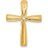 14K Yellow Gold Polished Cross Pendant with 1 Round Diamond - 0.16 Carat Total Diamond Weight by Oro Pregiato