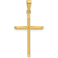 14K Yellow Gold Polished Cross Pendant with Beveled Edges - 31.2mm Length by Oro Pregiato