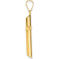 14K Yellow Gold Polished Cross Pendant with Beveled Edges - 31.2mm Length by Oro Pregiato
